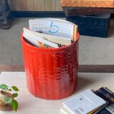 竹細工　まるい塗り籠　朱の画像