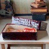 【受注制作】竹細工　つづらの衣装入れ（中）　茶溜（深みのある赤茶色）の画像