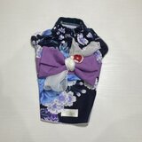 小型犬　首周りゴム入り　浴衣風タンクトップ　花柄（ぼたん）Sサイズ　お腹はひんやり接触冷感生地　お袖あり