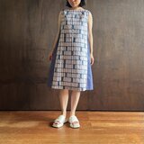 ノースリーブ・コンビネーションドレス　ブルーブロック／アッシュブルーの画像