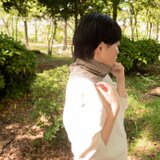 【オーガニックコットン100%】透かし柄ストライプ柄ネックカバー