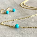 稀少石 スリーピングビューティーターコイズ 一粒ネックレス14kgf