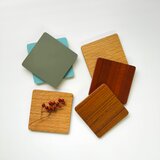 リバーシブル木製コースター【天然木・天然リノリューム】