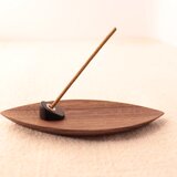 ウォールナットの香皿＆黒檀の香立てセット