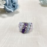 芝桜〜アメジスト、ラベンダーアメジスト、ブルーレース、エンジェライトのデザインリング