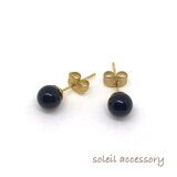 509【オニキス】天然石一粒ピアス＊6mm
