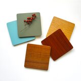 5枚組 リバーシブル木製コースター【天然木・天然リノリューム】　