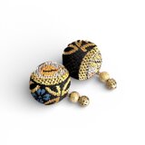 《ピアス》西陣織金襴で作ったゴールドのかっこいい包みぼたんイヤリング