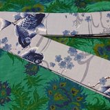 創作帯☆居合帯・半纏帯 流水に桜、鯉 巾約7cm