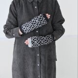 パソコン操作に・アネモネの指だし手袋・純毛100％