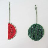 刺繍オーナメント・スイカの親子の画像