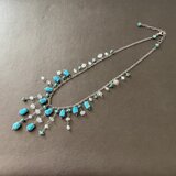 ※ABERTINO※  ターコイズ シルバーチェーン シャンデリア ネックレス SV925