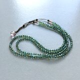 人魚のブルーの２連ネックレス ／ ガラスビーズ, マクラメコード