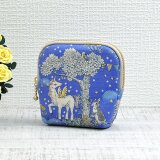 コンパクトウォレット◇ユニコーンと森の動物たち◆ブルー