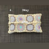 B☘️4☘️ティッシュカバー　マルチカバー　ドイリー　3Way ハンドメイド手編み　モチーフの画像