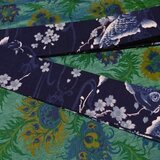 創作帯☆居合帯・半纏帯 リバーシブル 流水模様に鯉  巾約7cm
