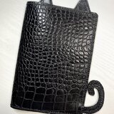 (受注作成)ブックカバー　猫　黒　クロコ型の画像
