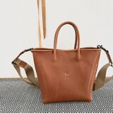 【送料無料】栃木レザー　手縫い　square  bag 　2way　1点限定の画像