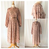 Birdsプリントのレトロワンピ―ス