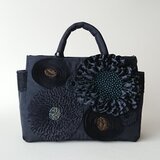 black ribbon flower standard bag