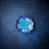 ペルシャのエナメル皿（ミーナーカーリー）飾り皿　アクセサリートレイ　香皿　Φ9ｃｍ【008-013】の画像