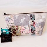 かわいいパッチワークポーチ(ベージュ)