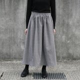 【特価品】コットンビエラ ギャザースカート（ ギンガムチェック グレー ）起毛 ロング マキシ ポケット 灰