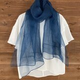 阿波藍　本藍染シルクモダールストール　天然灰汁発酵建　藍染めストールの画像