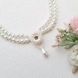チェコガラスボタンとパールの二連のネックレス  cn2453) 結婚式 セレモニー パーティー ウエディング ブライダルのコピーの画像