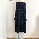 タータンチェックジャンパースカート●グレー●起毛素材●丈110ｃｍ●ポケット付きの画像