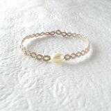 ～すすき～タティングレース（ミルクティベージュ）とライスパール（ホワイト）のブレスレット ❄ いずみ屋