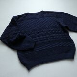 手編みガンジーセーター　ダークネイビー