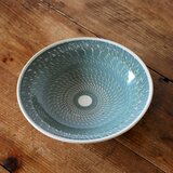 飛び鉋　パスタ皿　グリーンの画像