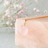 K18 14mm ローズクォーツ/紅水晶  天然石ネックレス - 花雫M