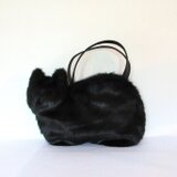 黒猫のふわふわネコバッグ  エコファー