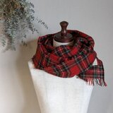 ふっくらウールガーゼ マフラー＿タータンチェック(レッド)
