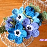 ネモフィラ３輪のコサージュ