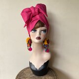 ローズピンク　7wayアレンジ　ヘアターバン　ヘアバンド　ターバン　コットンリネンの画像