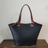 シュリンクレザー　マルシェトートバッグ(ブラック)
