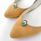 デイジーのガラスカメオのシュークリップ/porcelain glass,真鍮の画像