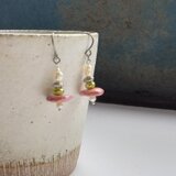 【桜色】陶土と淡水パール＊＊＊イヤリング／ピアス＊＊＊6月誕生石