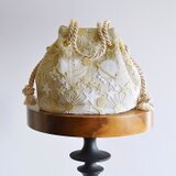 数量限定! プラネットチュール刺繍2wayマリンバッグ　エクリュベージュ　月と星　クリスマス・ご褒美にも◎