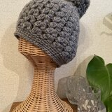 ほっこりかぎ編みのボンボンニット帽♪の画像