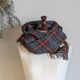 ふっくらウールガーゼ マフラー＿タータンチェック(グレイ)