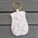スマホバッグ・花刺繍・ピンク　　ポシェット　ホルダー　綿麻　リネン　コットン　ブレスレット　バングルの画像
