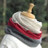 純カシミヤねじりリバーシブルスヌード ［ KUMI-IRO ］ 杢ベージュ/レッド/杢グレー