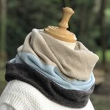 純カシミヤねじりリバーシブルスヌード ［ KUMI-IRO ］ ベージュ/ベビーブルー/杢ブラウン