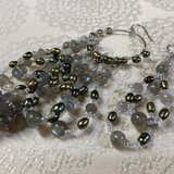 ラブラドライトとパールのピアス