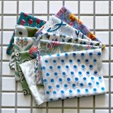 インド ブロックプリント生地 ミニカットクロス10枚セットV.17 寒色系 [W34XH40cm]ファブリック 花 IF0143