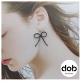 テラヘルツ鉱石 リボン片耳ピアス【送料無料】【サージカルステンレス】